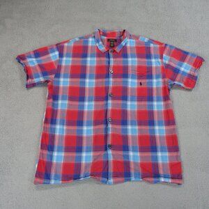 Polo Ralph Lauren Sleepwear Shirt Men XL Red Blue Plaid Cotton Preppy Top PJ
